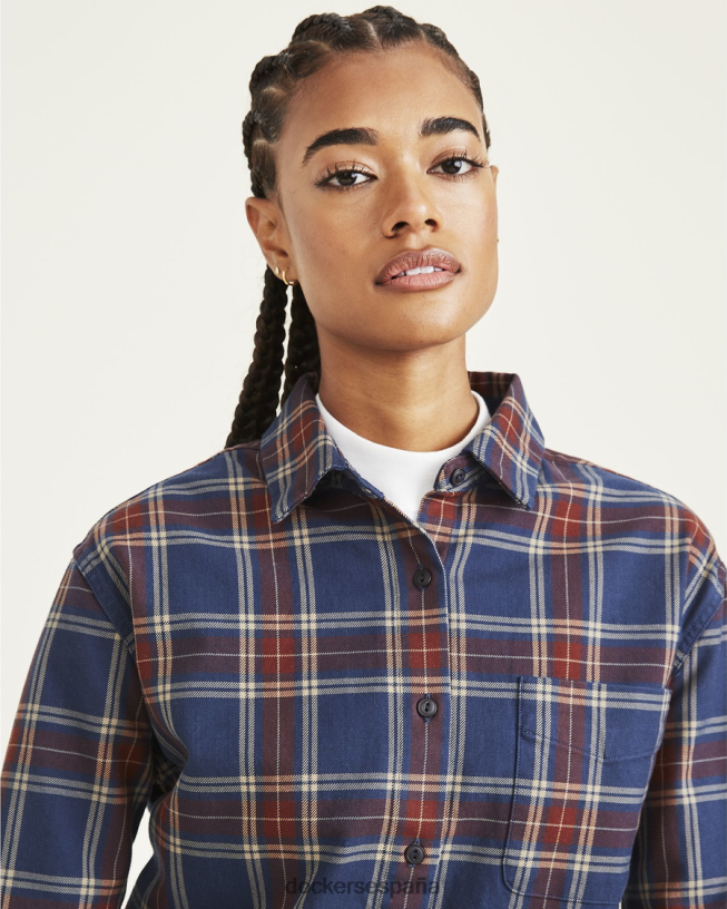 camisa original con botones, ajuste relajado mujer Dockers Americana azul marino y chocolate amargo - azul ropa 8F04061283