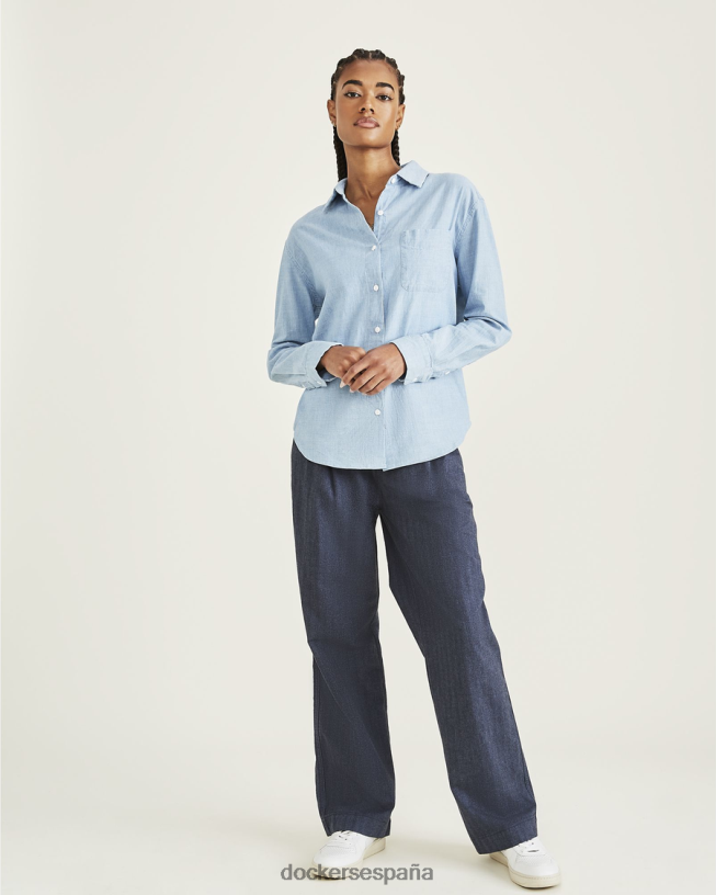 camisa original con botones, ajuste relajado mujer Dockers enjuague índigo claro - azul ropa 8F04061282