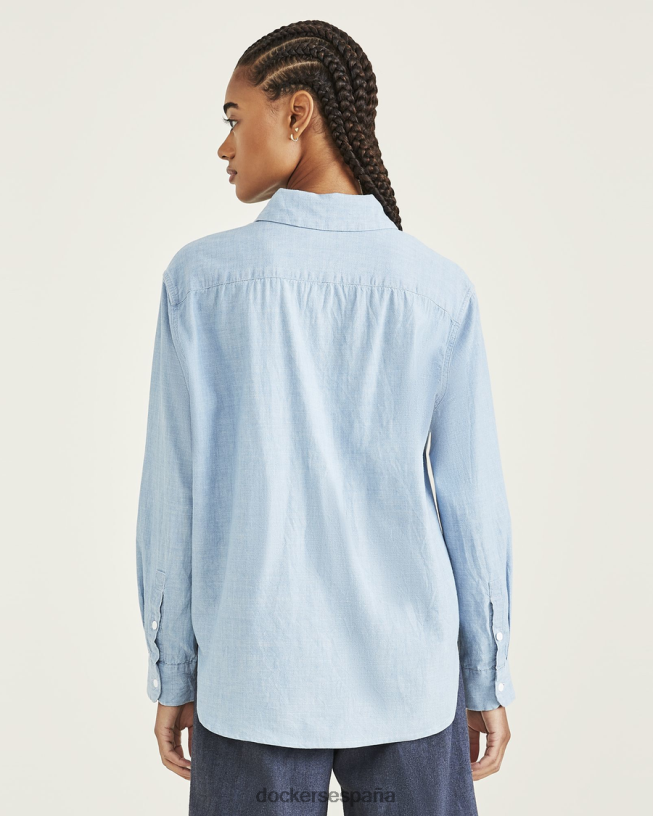 camisa original con botones, ajuste relajado mujer Dockers enjuague índigo claro - azul ropa 8F04061282