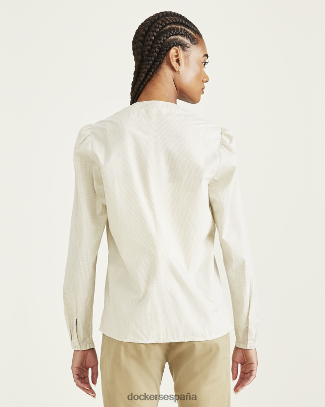 camisa tejida con cuello en V, corte regular mujer Dockers arboleda sahara caqui ropa 8F04061287