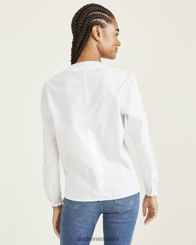 camisa tejida con cuello en V, corte regular mujer Dockers blanco brillante ropa 8F04061288