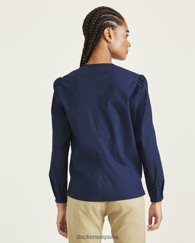 camisa tejida con cuello en V, corte regular mujer Dockers blazer azul marino - azul ropa 8F04061202