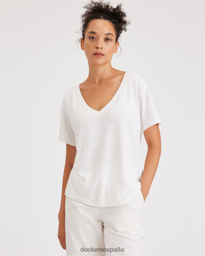 camiseta con cuello en V profundo y ajuste regular mujer Dockers blanco brillante ropa 8F04061109