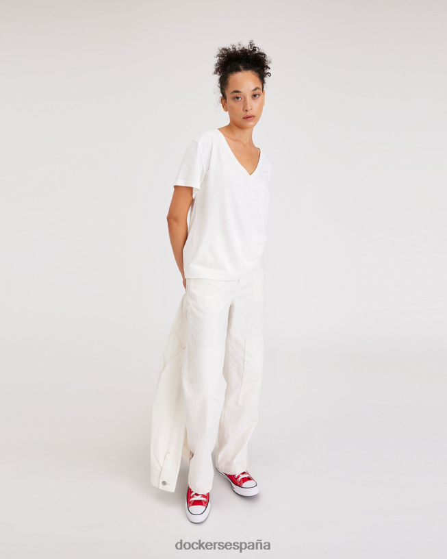 camiseta con cuello en V profundo y ajuste regular mujer Dockers blanco brillante ropa 8F04061109