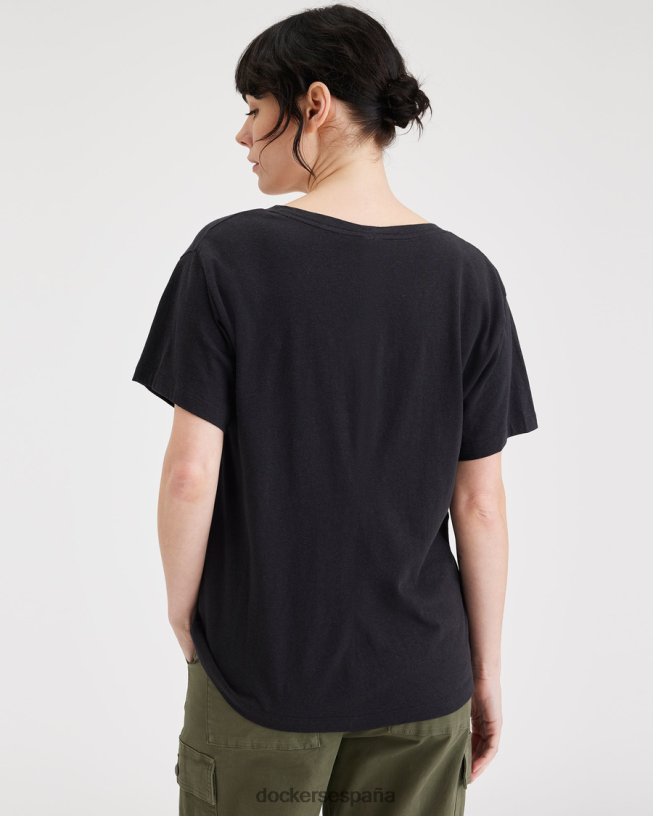 camiseta con cuello en V profundo y ajuste regular mujer Dockers hermoso negro ropa 8F04061110