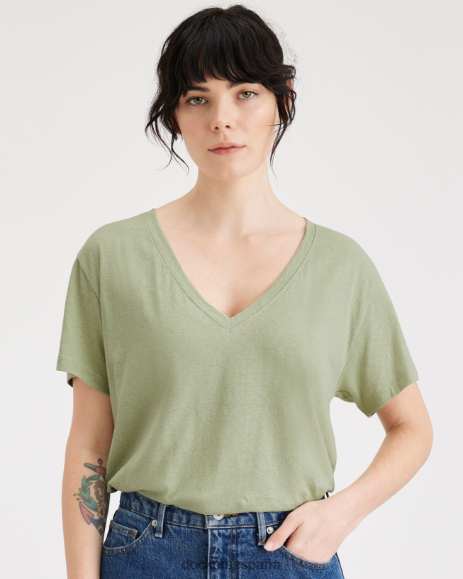 camiseta con cuello en V profundo y ajuste regular mujer Dockers pelusa - verde ropa 8F04061111