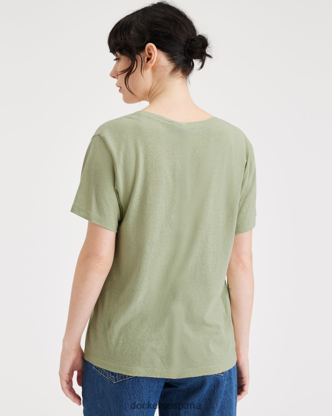 camiseta con cuello en V profundo y ajuste regular mujer Dockers pelusa - verde ropa 8F04061111