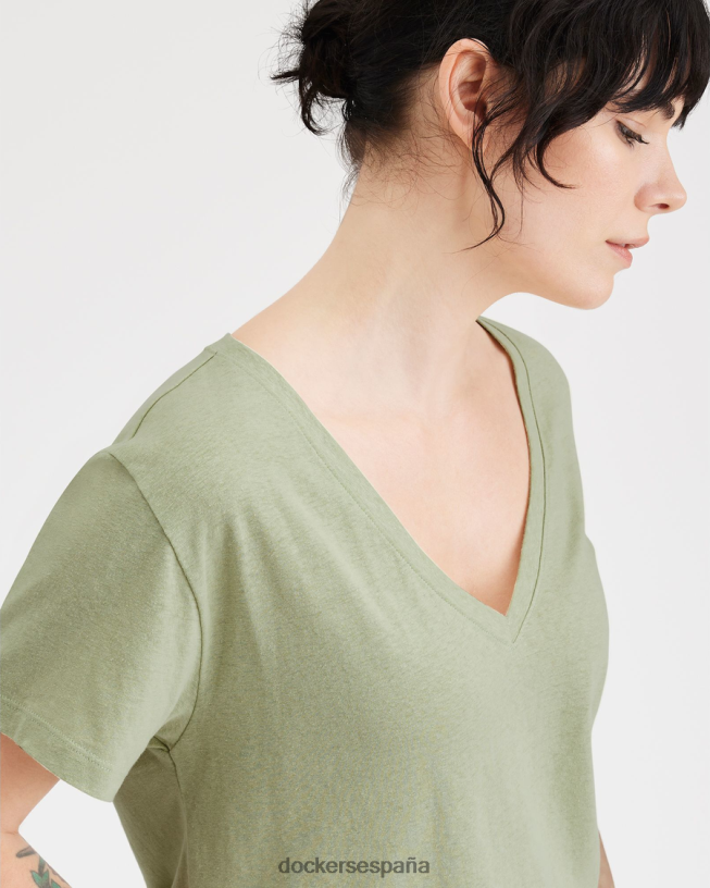 camiseta con cuello en V profundo y ajuste regular mujer Dockers pelusa - verde ropa 8F04061111