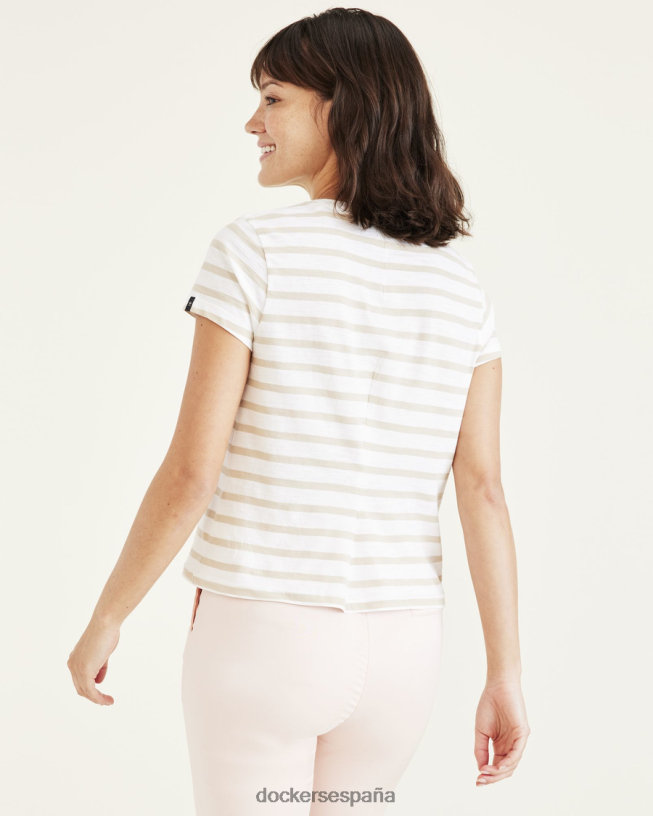 camiseta con cuello en v, corte ajustado mujer Dockers Sáhara caqui ropa 8F04061270
