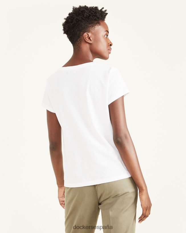 camiseta con cuello en v, corte ajustado mujer Dockers blanco brillante ropa 8F04061161