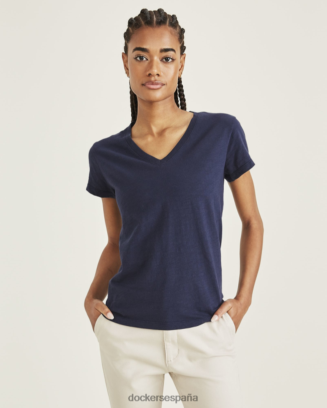 camiseta con cuello en v, corte ajustado mujer Dockers blazer azul marino - azul ropa 8F04061162