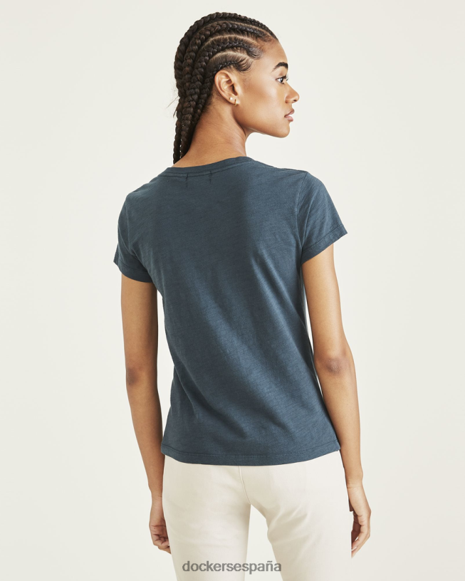camiseta con cuello en v, corte ajustado mujer Dockers bosque mágico - verde ropa 8F04061273