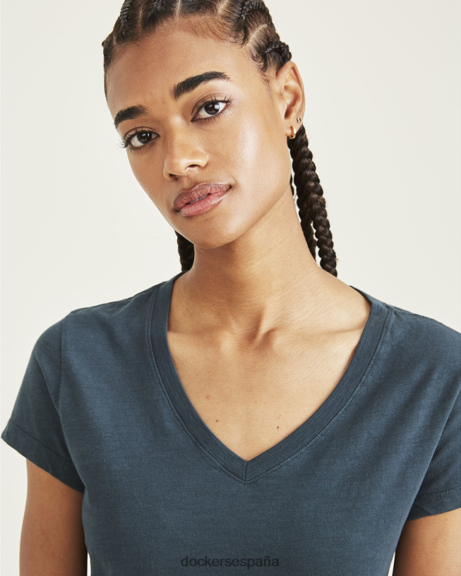 camiseta con cuello en v, corte ajustado mujer Dockers bosque mágico - verde ropa 8F04061273