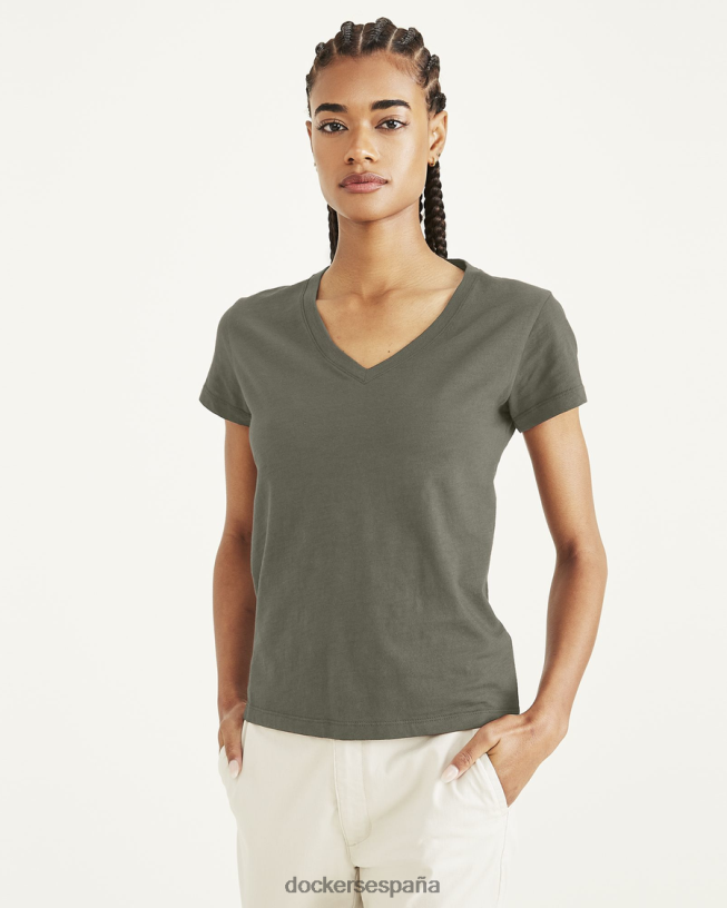 camiseta con cuello en v, corte ajustado mujer Dockers camuflaje - verde ropa 8F04061274