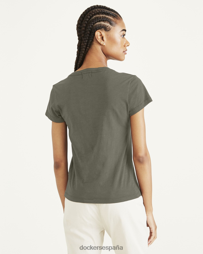 camiseta con cuello en v, corte ajustado mujer Dockers camuflaje - verde ropa 8F04061274