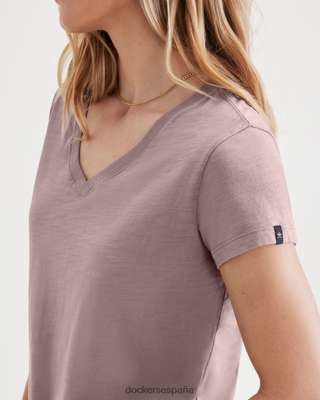 camiseta con cuello en v, corte ajustado mujer Dockers paloma morada ropa 8F04061271