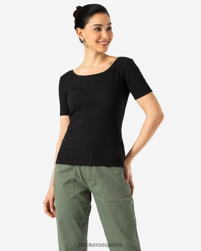 camiseta con cuello redondo mujer Dockers negro mineral ropa 8F04061325