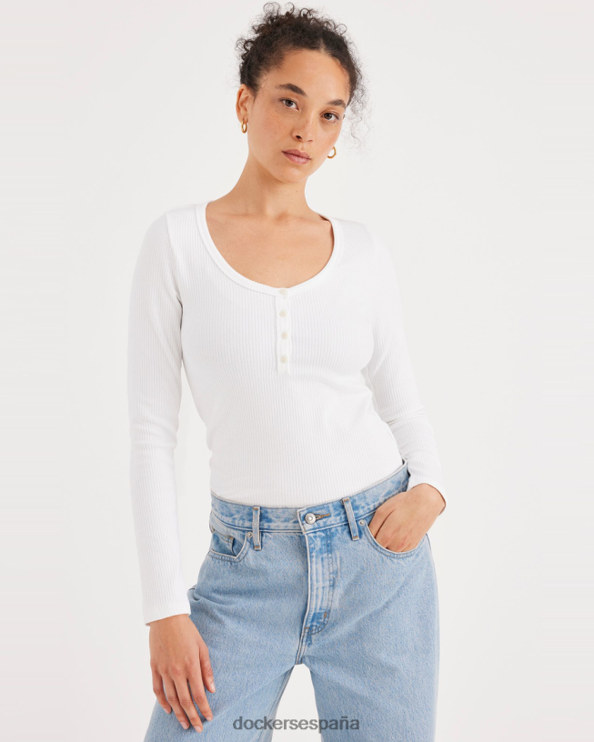 henley, ajuste delgado mujer Dockers blanco brillante ropa 8F04061152