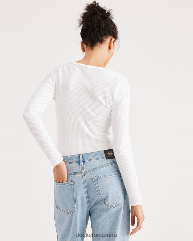 henley, ajuste delgado mujer Dockers blanco brillante ropa 8F04061152