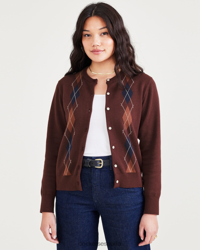 cárdigan, corte regular mujer Dockers chocolate decadente mini argyle - marrón ropa 8F04061318