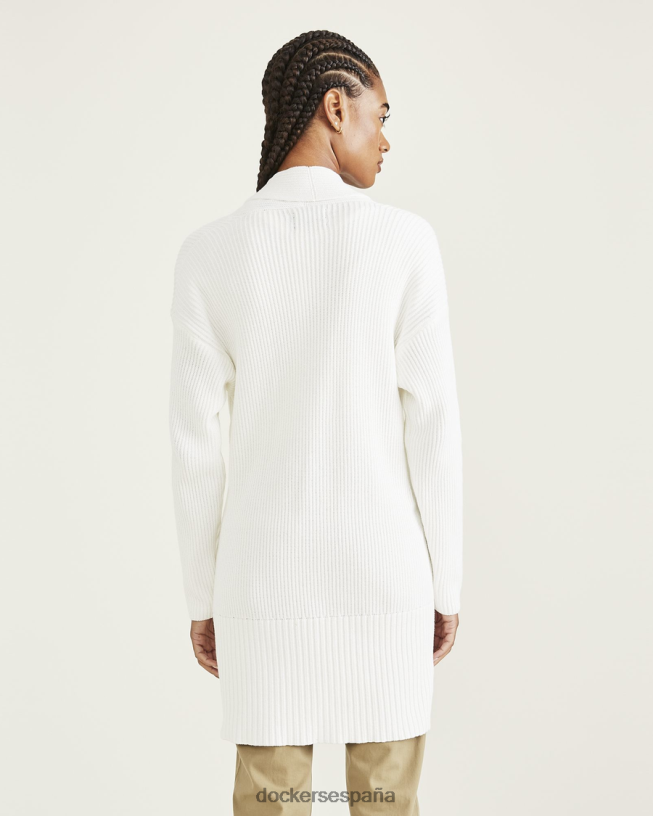 suéter tipo cárdigan largo, ajuste relajado mujer Dockers garceta - blanca ropa 8F04061321