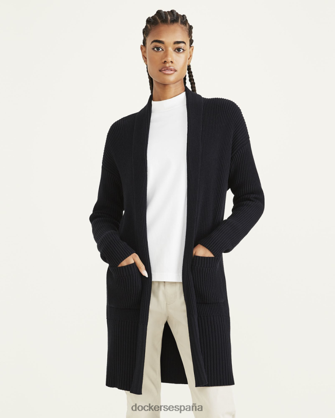 suéter tipo cárdigan largo, ajuste relajado mujer Dockers hermoso negro ropa 8F04061320