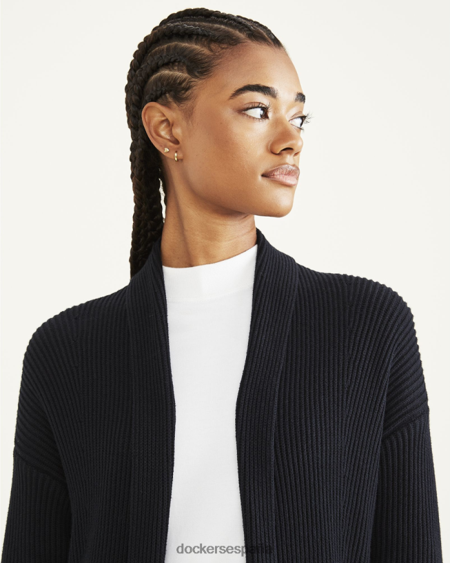suéter tipo cárdigan largo, ajuste relajado mujer Dockers hermoso negro ropa 8F04061320