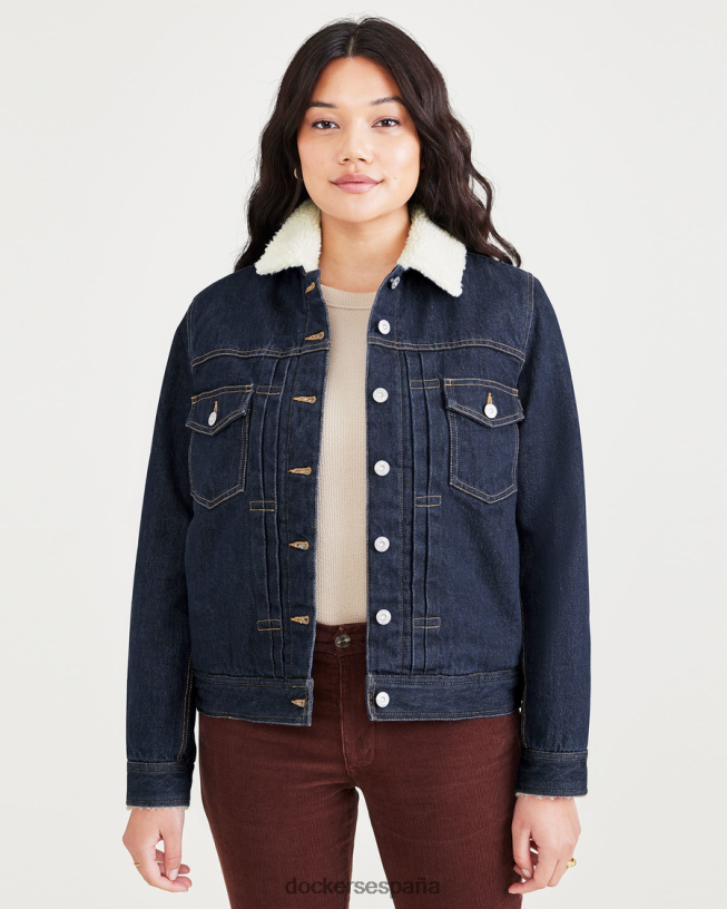 Chaqueta trucker sherpa original, corte regular. mujer Dockers lavado a la piedra índigo oscuro - azul ropa 8F04061247