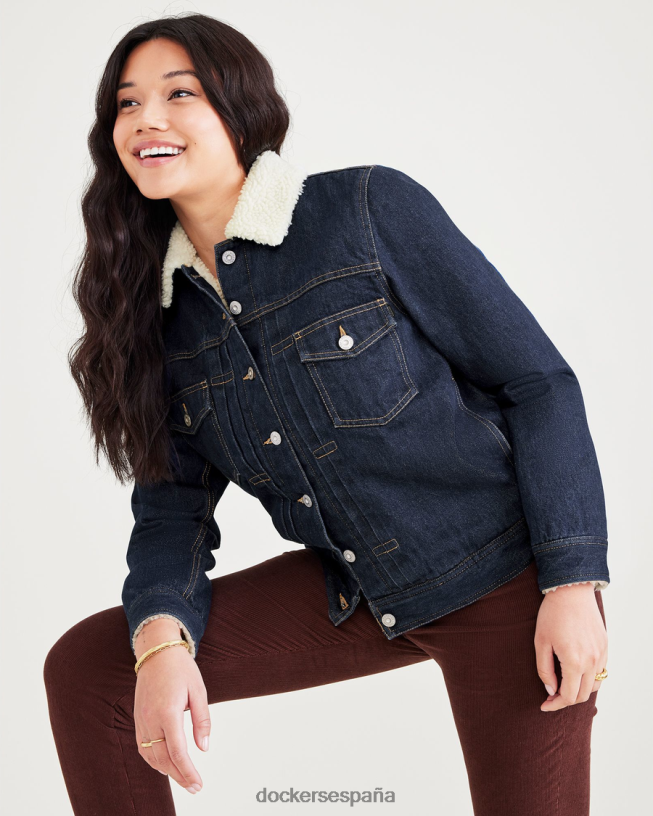 Chaqueta trucker sherpa original, corte regular. mujer Dockers lavado a la piedra índigo oscuro - azul ropa 8F04061247