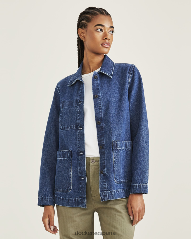 abrigo de trabajo, corte estándar mujer Dockers lavado a la piedra índigo medio - azul ropa 8F04061299
