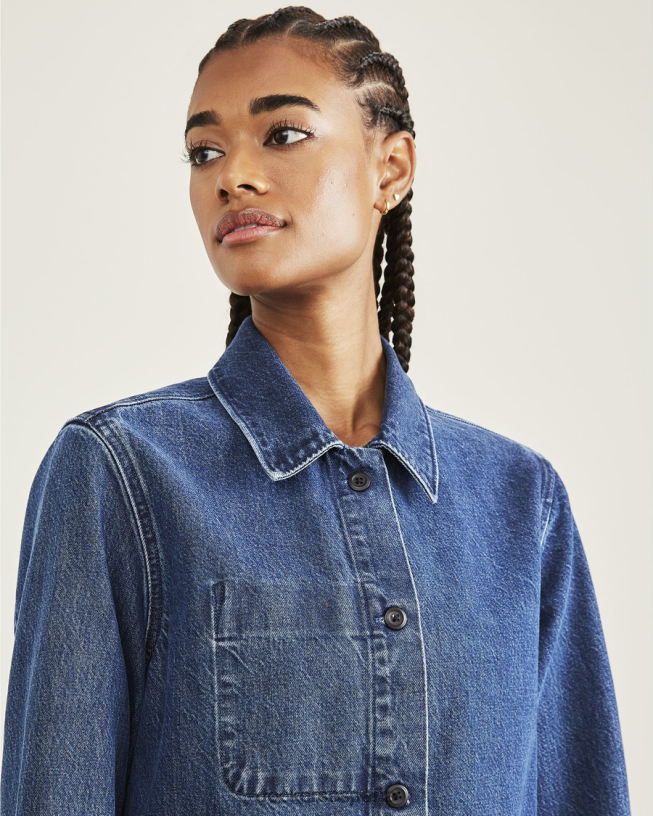 abrigo de trabajo, corte estándar mujer Dockers lavado a la piedra índigo medio - azul ropa 8F04061299