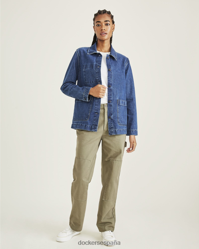 abrigo de trabajo, corte estándar mujer Dockers lavado a la piedra índigo medio - azul ropa 8F04061299