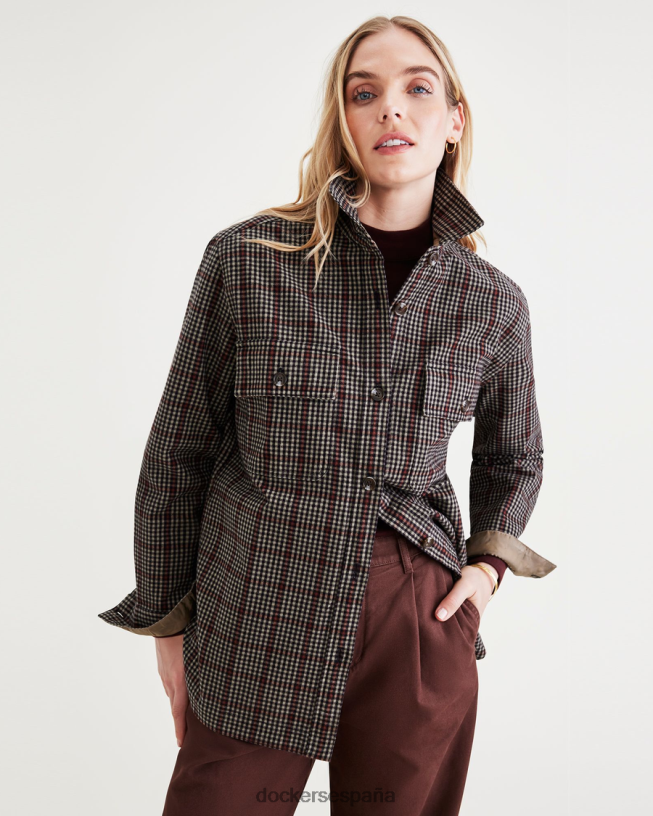 chaqueta camisera, ajuste relajado mujer Dockers acorde decadente chocolate - marrón ropa 8F04061255