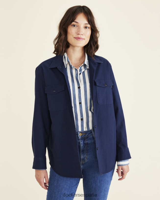 chaqueta camisera, ajuste relajado mujer Dockers blazer azul marino - azul ropa 8F04061199