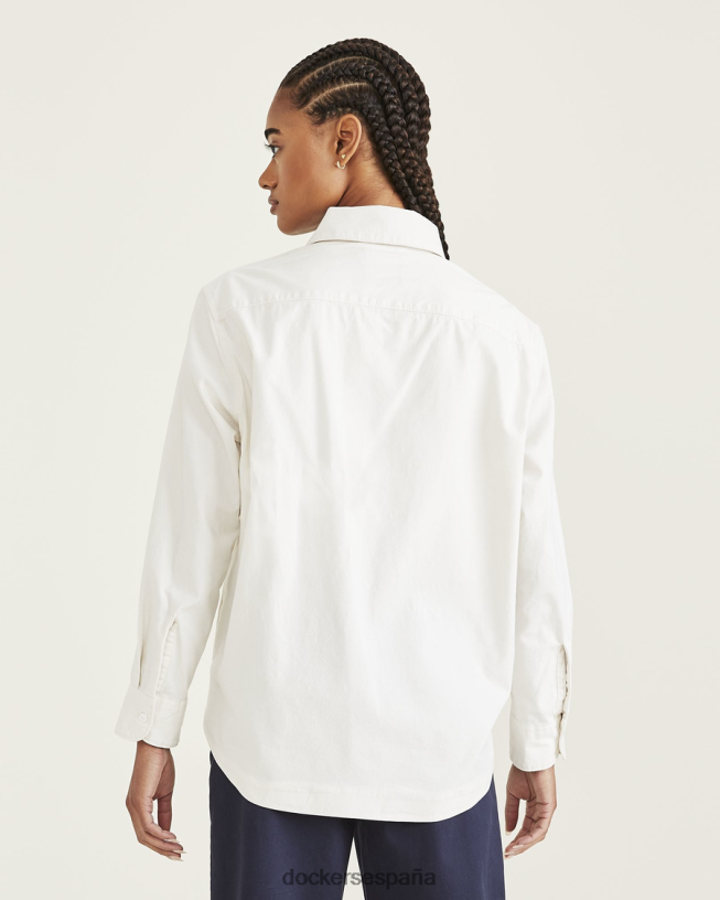 chaqueta camisera, ajuste relajado mujer Dockers garceta - blanca ropa 8F04061300