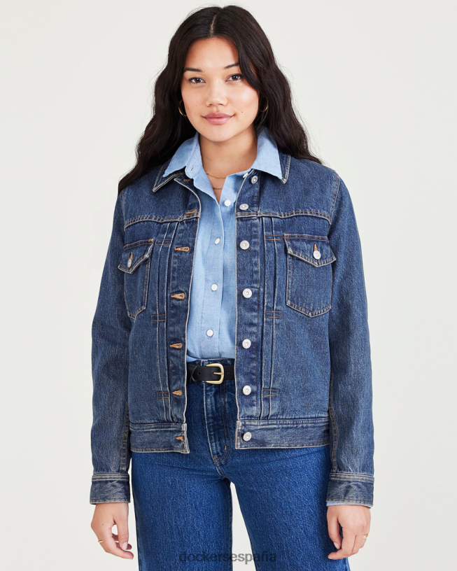 chaqueta de camionero original, ajuste regular mujer Dockers lavado a la piedra índigo medio - azul ropa 8F04061203