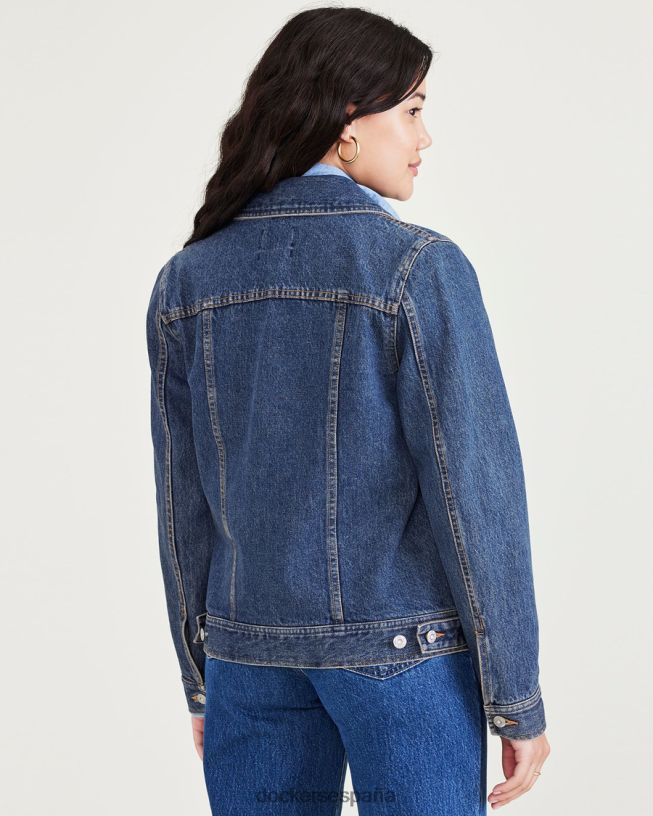 chaqueta de camionero original, ajuste regular mujer Dockers lavado a la piedra índigo medio - azul ropa 8F04061203