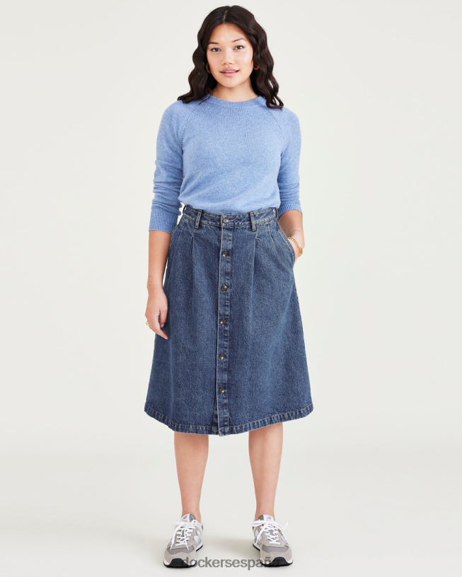 falda midi mujer Dockers lavado a la piedra índigo medio - azul ropa 8F04061293
