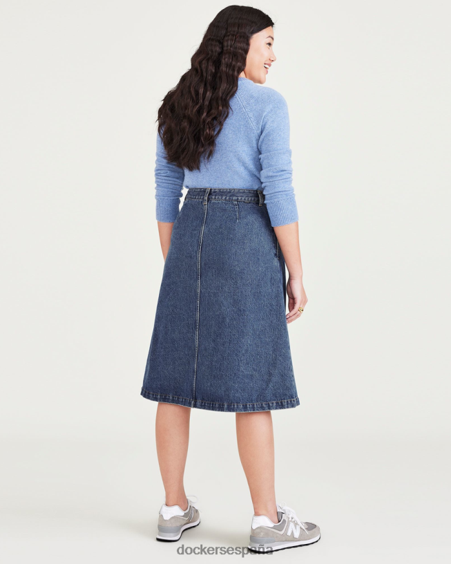 falda midi mujer Dockers lavado a la piedra índigo medio - azul ropa 8F04061293