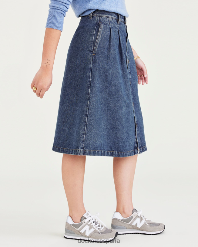 falda midi mujer Dockers lavado a la piedra índigo medio - azul ropa 8F04061293