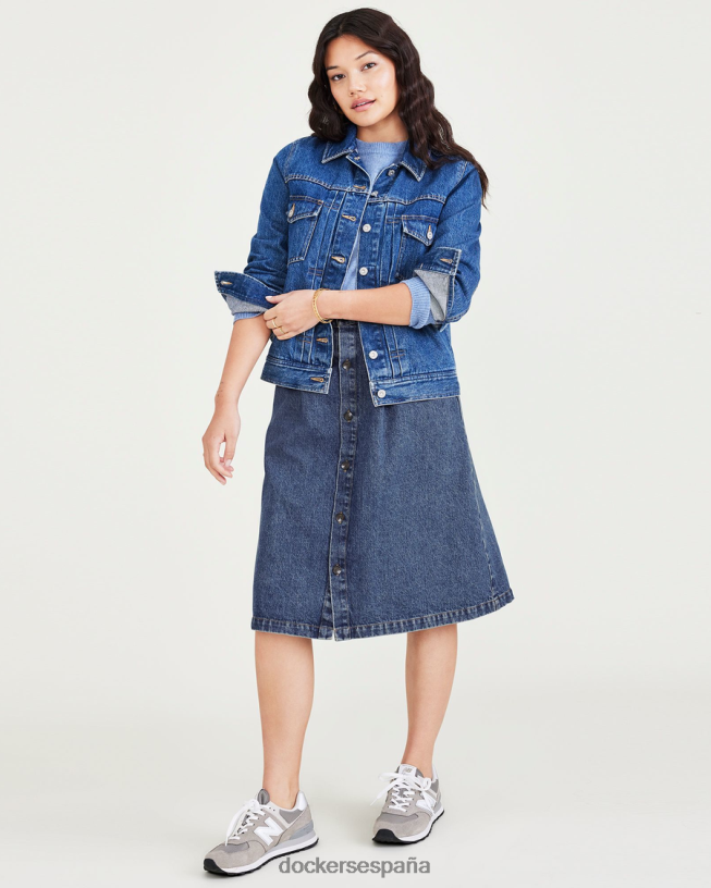 falda midi mujer Dockers lavado a la piedra índigo medio - azul ropa 8F04061293