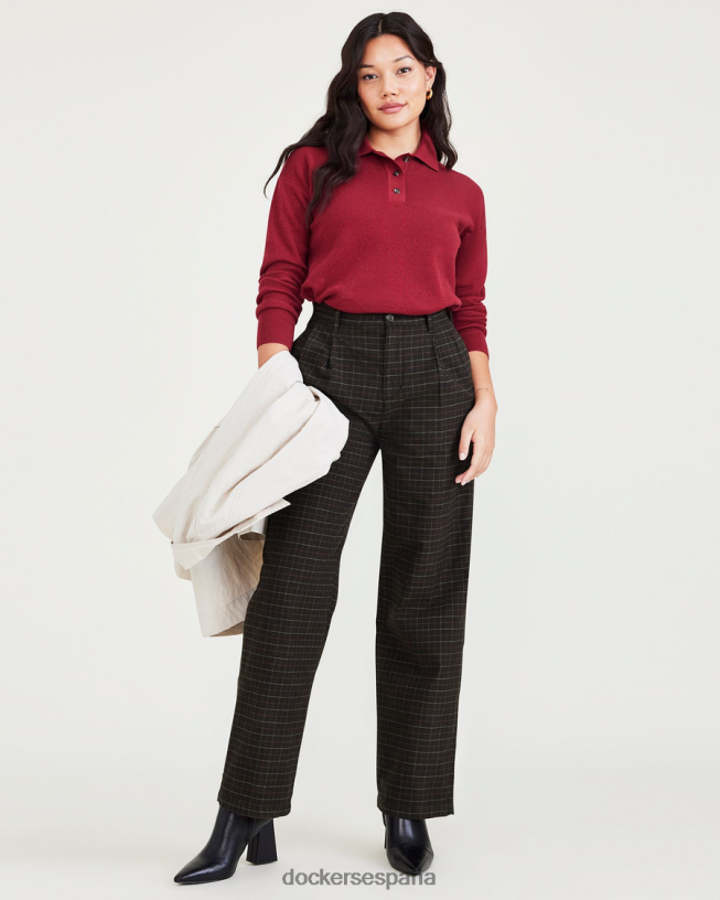 Caqui original, plisado, corte ancho y alto. mujer Dockers frijol negro - negro ropa 8F04061217