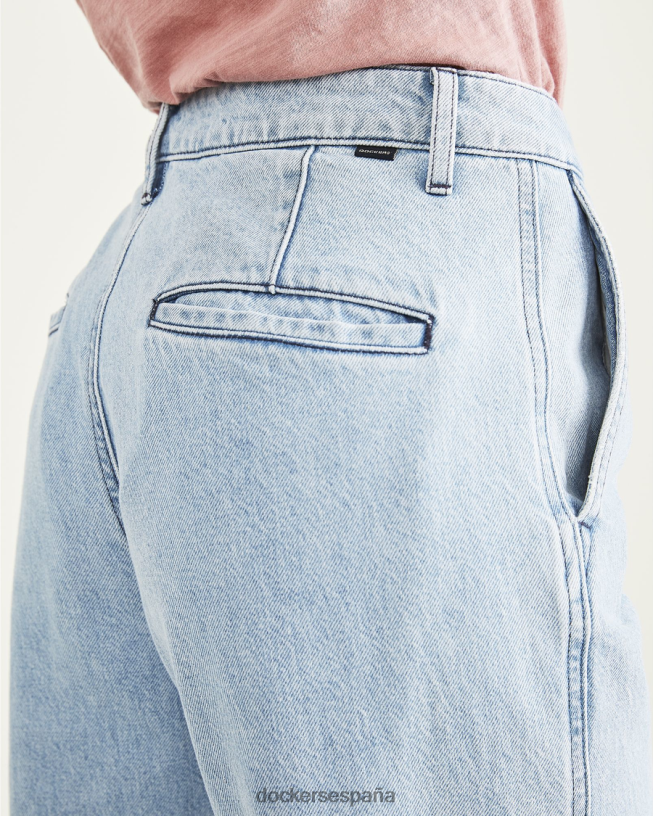 caquis originales, talle alto, corte recto mujer Dockers lavado a la piedra índigo claro - azul ropa 8F04061215