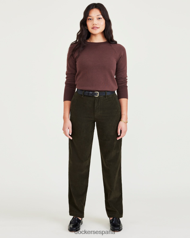 caquis originales, talle alto, corte recto mujer Dockers noche del bosque - verde ropa 8F04061212