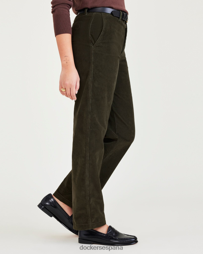 caquis originales, talle alto, corte recto mujer Dockers noche del bosque - verde ropa 8F04061212