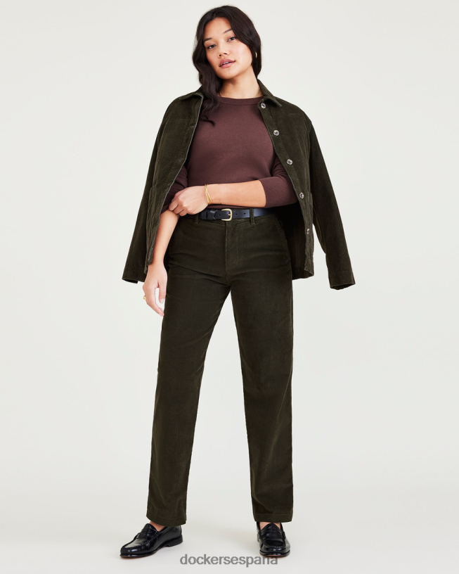 caquis originales, talle alto, corte recto mujer Dockers noche del bosque - verde ropa 8F04061212