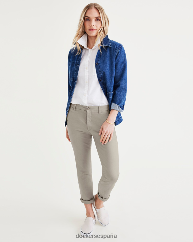 chinos de fin de semana, corte ajustado: edición premium mujer Dockers niebla del bosque - verde ropa 8F04061219