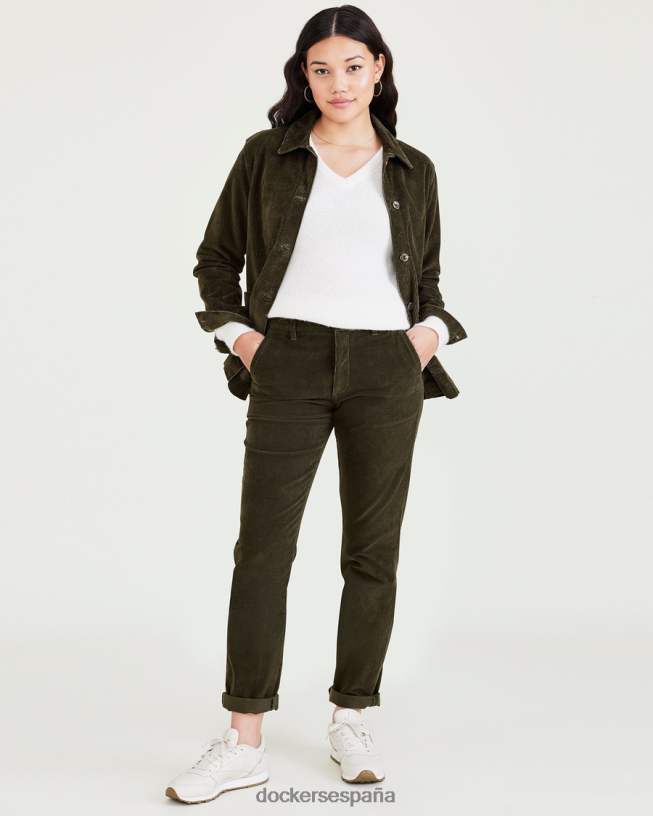 chinos de fin de semana, corte ajustado: edición premium mujer Dockers noche del bosque - verde ropa 8F04061220