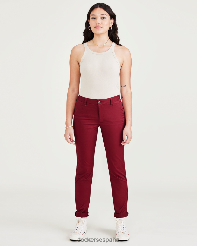 chinos de fin de semana, corte slim mujer Dockers rojo tibetano - rojo ropa 8F04061307