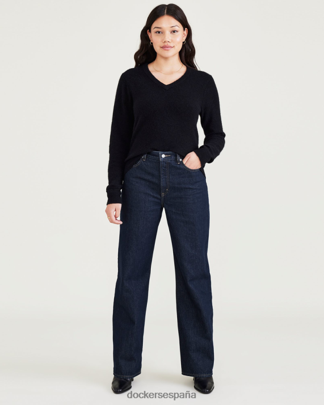 jeans de talle medio, ajuste relajado mujer Dockers lavado a la piedra índigo oscuro - azul ropa 8F04061297